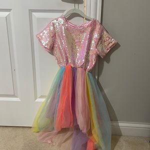 Toddler’s Pastel Rainbow tulle & sequin Designer party dress -  size 10/12